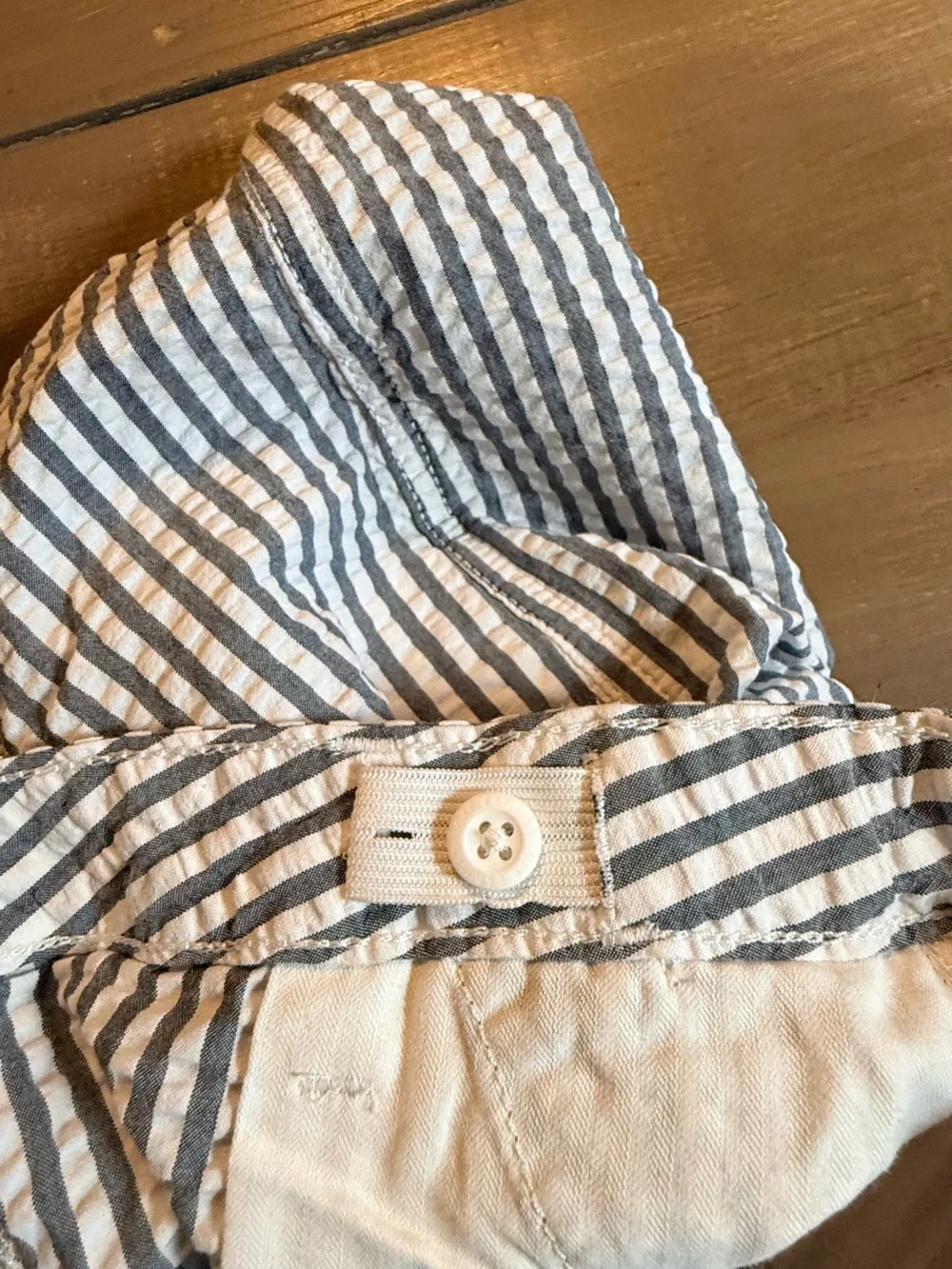 Gap Kids Blue White Seersucker Striped Pull-On‎ Shorts Elastic Waist Cotton Boys